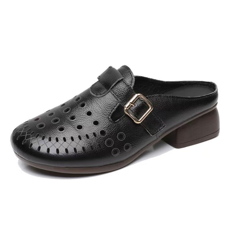 Damen Clogs mit perforiertem Design und eleganter Schnalle WW