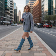 Damen Stiefel im modernen Denim-Stil WW