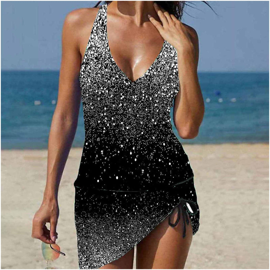 Damen Tankini mit verstellbarem Bund und funkelndem Glitzerdetail WW