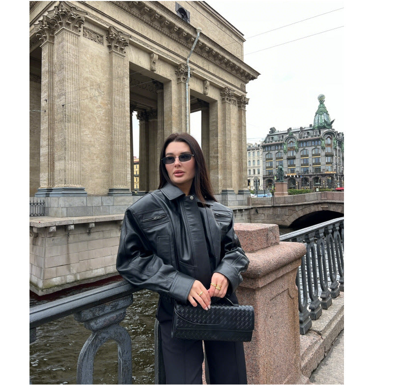 Damen Snacklederjacke mit lässigem Schnitt WW