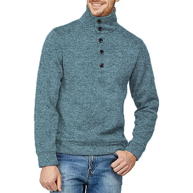 Herren Hochwertiger Pullover mit Stehkragen und Knopfdetail WW