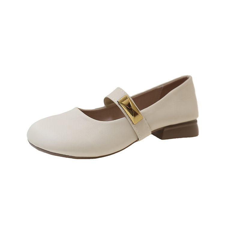 Damen Ballerinas mit dekorativem Riemchen und goldener Applikation W&W Mode