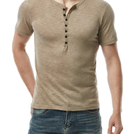 Herren Kurzarm Knopf-Bei Henley Shirt WW