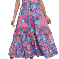 Damen Ausgestellter Maxirock mit Volant-Design und Taillenzug WW