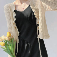 Damen Strickjacke mit Rüschendetails und luftiger Struktur WW