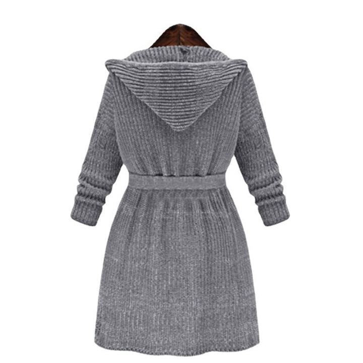 Damen Strickmantel mit Kapuze und praktischen Taschen W&W Mode