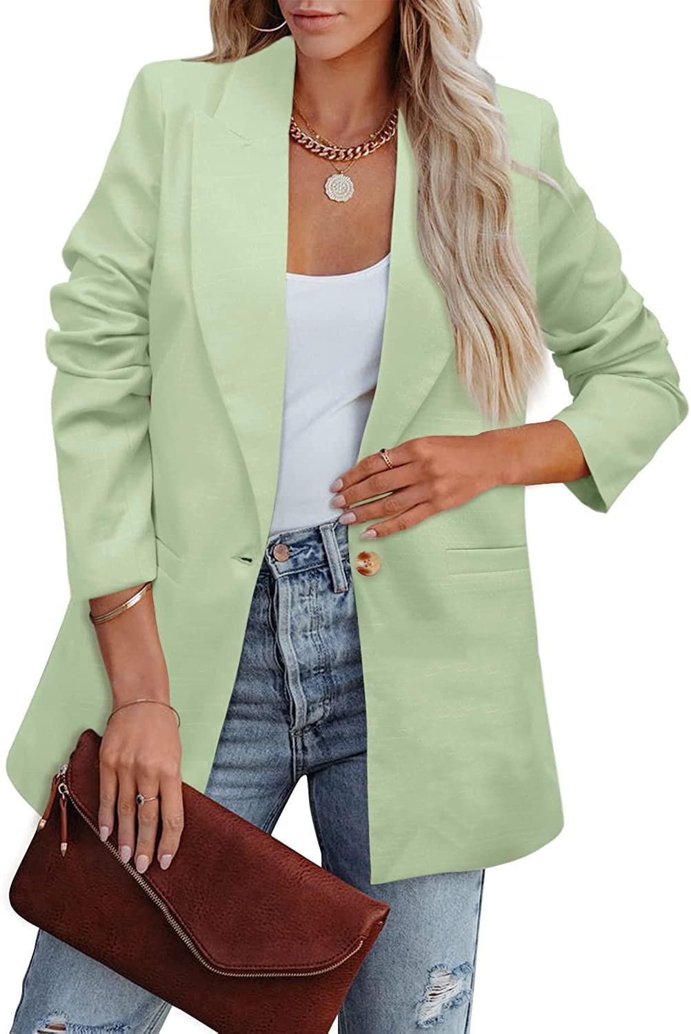 Damen Eleganter Freizeitblazer mit lässigem Schnitt und zwei Taschen WW
