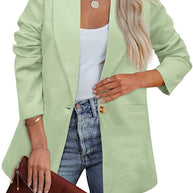 Damen Eleganter Freizeitblazer mit lässigem Schnitt und zwei Taschen WW