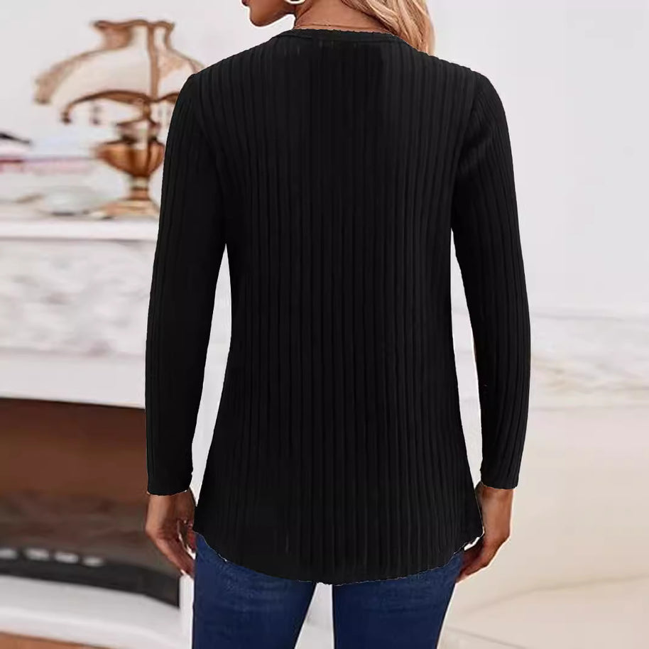 Damen Strickoberteil mit Knopfdetails und V-Ausschnitt WW