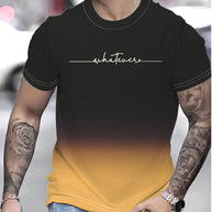 Herren T-Shirt mit kreativem Schriftzug und modernem Farbverlauf WW