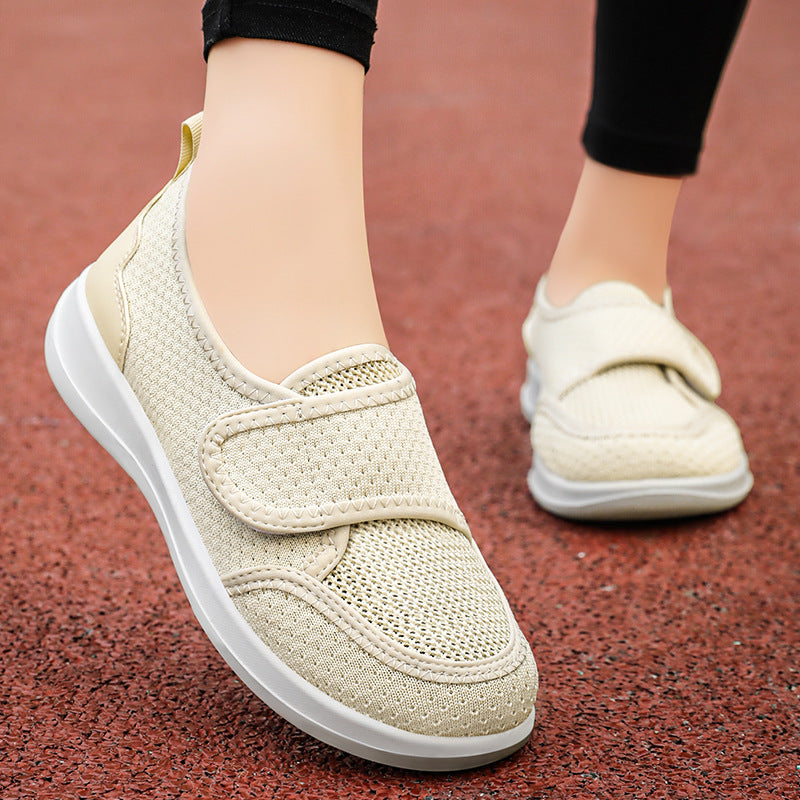 Damen Bequeme und atmungsaktive Slip-On Schuhe mit Klettverschluss WW