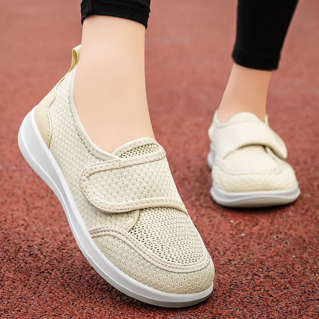 Damen Bequeme und atmungsaktive Slip-On Schuhe mit Klettverschluss WW