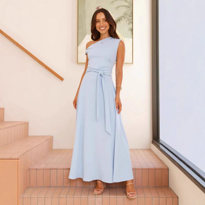 Damen Maxikleid mit asymmetrischem Schnitt und eleganter Drapierung W&W Mode