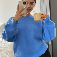 Damen Pullover mit weitem Schnitt aus feinem Strickmaterial WW