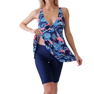WW | Damen Tankini-Set mit floralem Oberteil und sportlichen Shorts