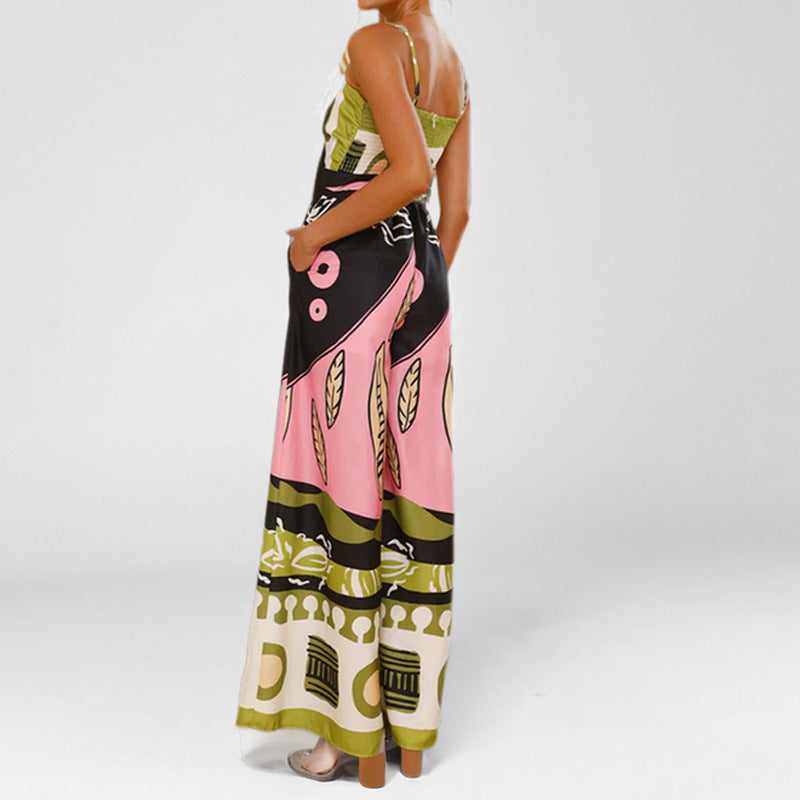 Damen Sommer-Jumpsuit mit trendigem Boho-Print und raffiniertem Knoten-Detail W&W Mode