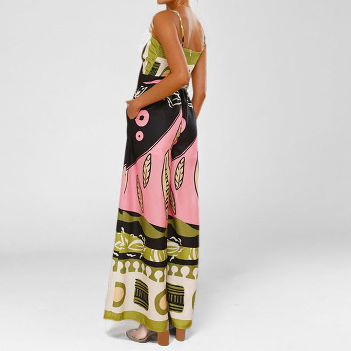 Damen Sommer-Jumpsuit mit trendigem Boho-Print und raffiniertem Knoten-Detail W&W Mode