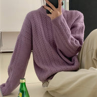 Damen Strickpullover mit strukturierter Zopfmusterung und lässigem Schnitt WW