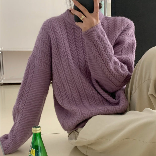 Damen Strickpullover mit strukturierter Zopfmusterung und lässigem Schnitt WW