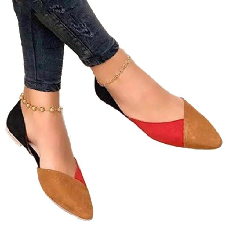 Damen elegante Ballerinas mit spitzem Zehenbereich und modischem Farbblockdesign W&W