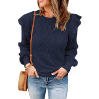 Damen Strickpullover mit Rüschendetails und strukturiertem Design WW