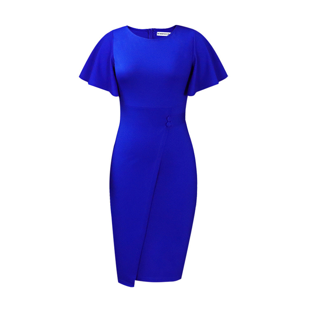 Damen Figurbetontes Kleid mit eleganten Rüschensäumen und schimmerndem Detail WW
