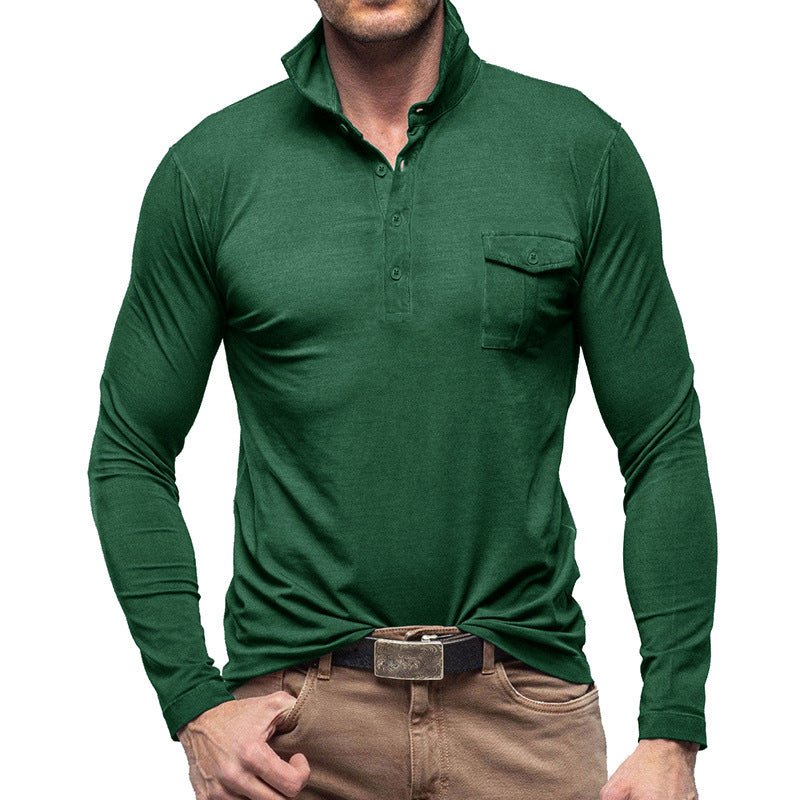 Herren Langarm Poloshirt mit modernem Stehkragen WW