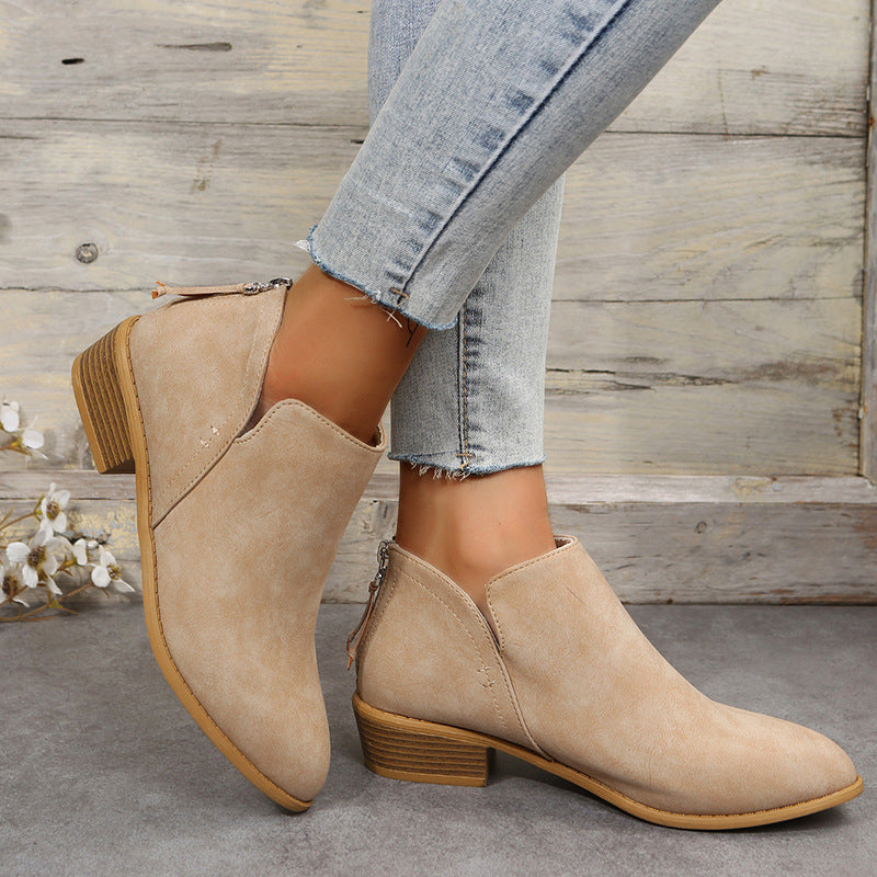 Damen Ankle Boots mit elegantem Reißverschluss und komfortablem Blockabsatz WW