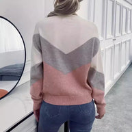 Damen Pullover mit stylischem V-Ausschnitt und geometrischem Muster WW