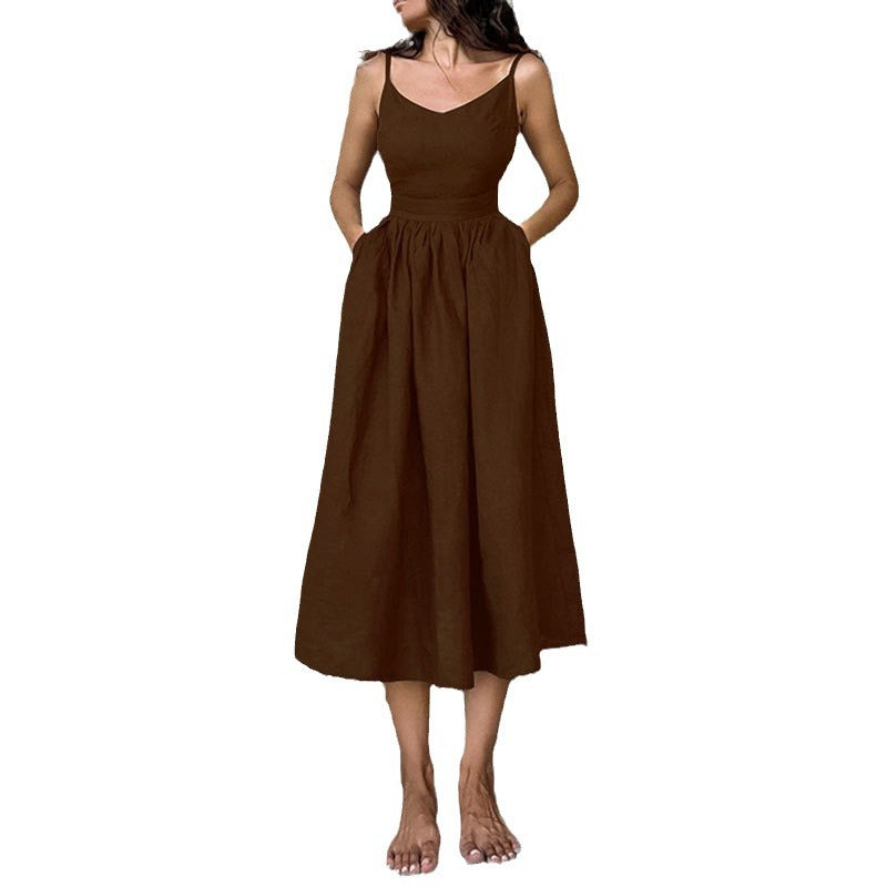 Damen Maxikleid mit verstellbaren Trägern und eleganter Taillierung W&W Mode