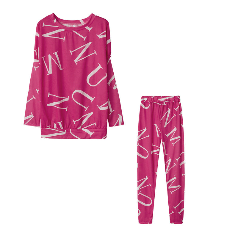 Damen Pyjama-Set mit langärmligem Oberteil und elastischen Hosen WW