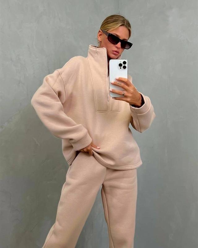 Damen Sportliche Pullover-Set mit hohem Kragen WW