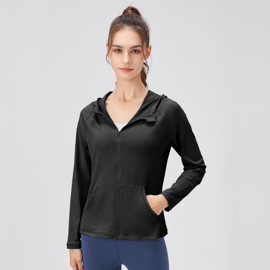 Damen Sportliche Kapuzenjacke mit leichtem Material und praktischen Taschen WW