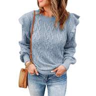 Damen Strickpullover mit Rüschendetails und strukturiertem Design WW