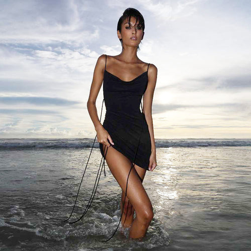 Damen sexy Wickelkleid mit verstellbaren Schnüren WW