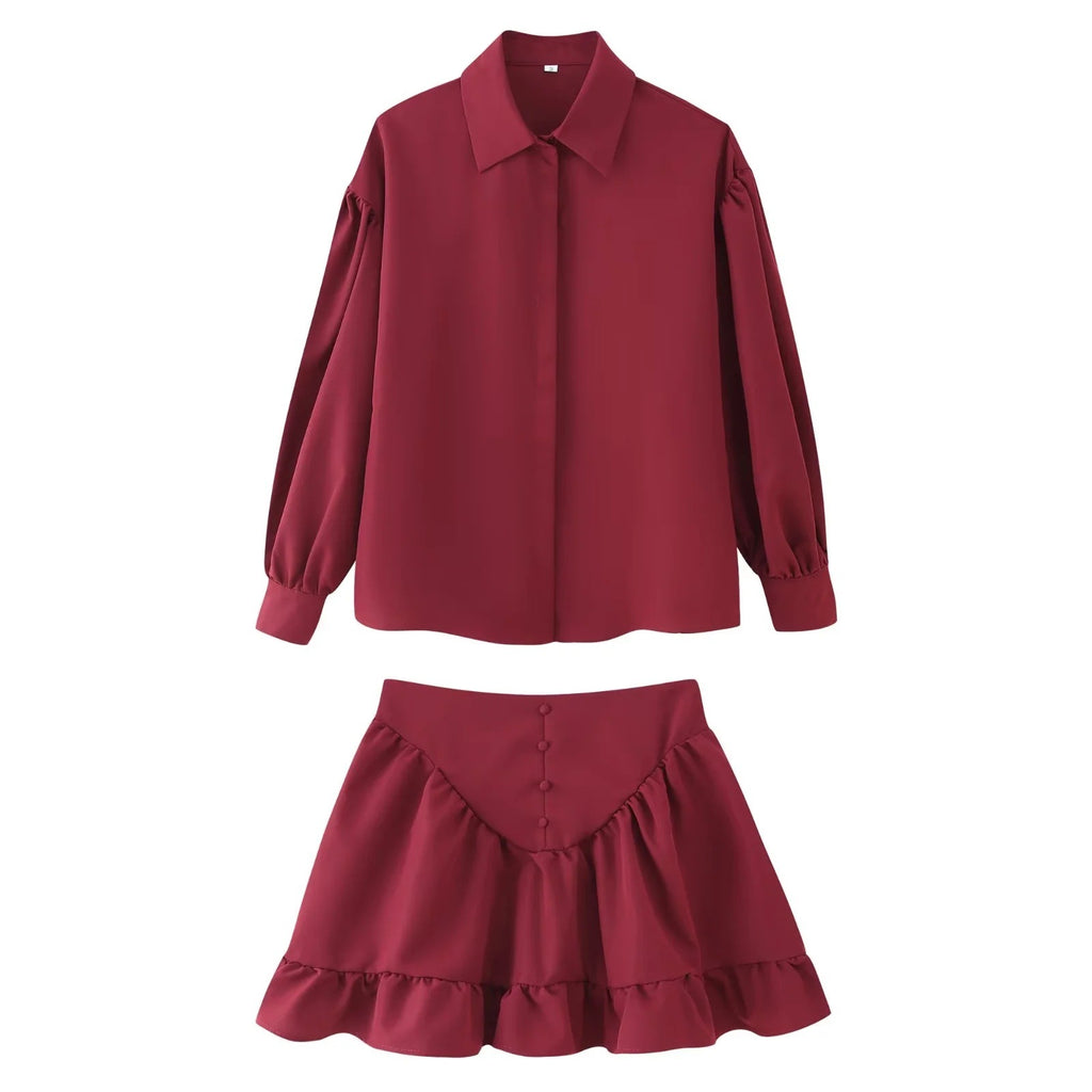 Damen elegantes Set aus Bluse und Rock W&W