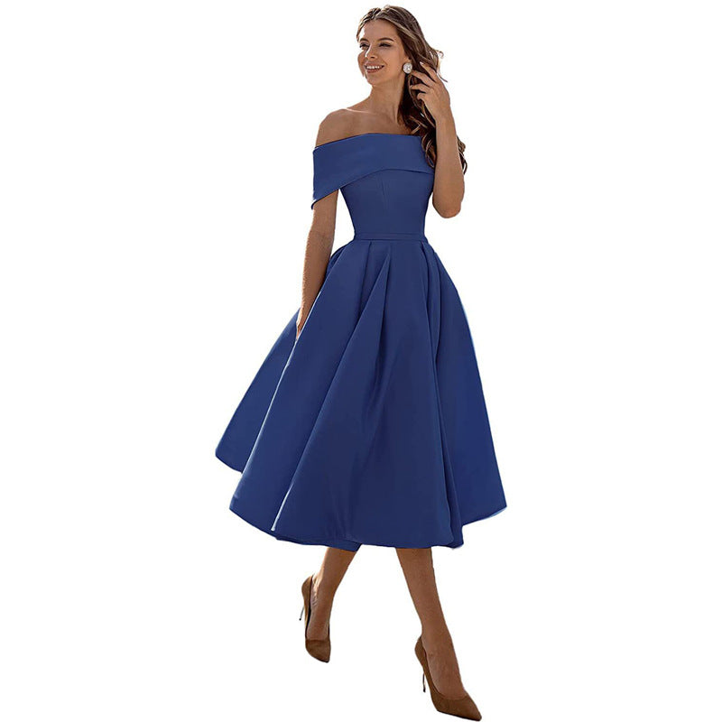 WW | Vielseitiges Trägerloses Satin-Kleid Für Partys