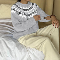 Damen Strickpullover mit traditionellem Norwegermuster WW
