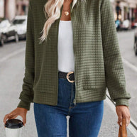 Damen leichte Steppjacke mit hohem Kragen und durchgehendem Reißverschluss WW