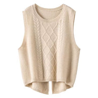 Damen Ärmellose Strickweste mit Zopfmuster und modernen Details WW