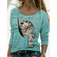 WW | Modernes T-Shirt mit Katzenprint