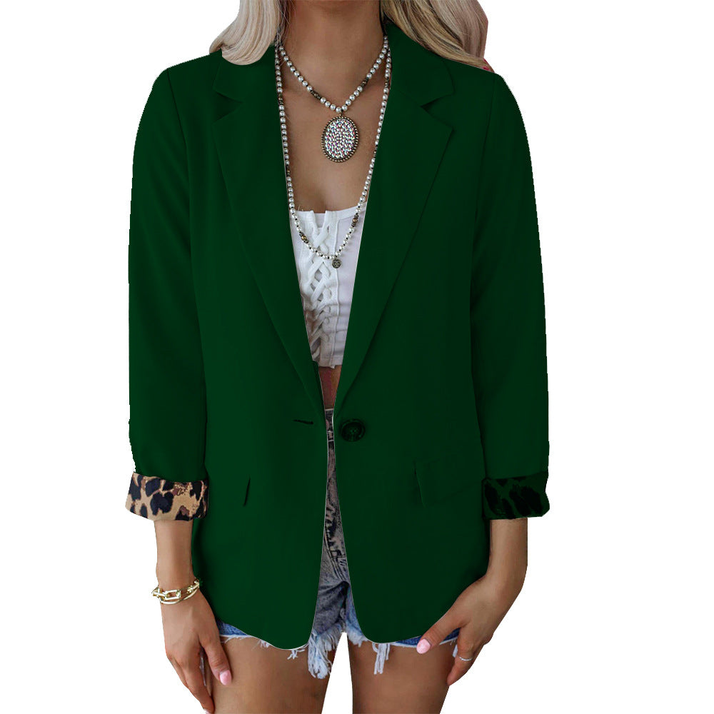 Damen modische Blazer mit tierischem Muster an den Ärmeln WW