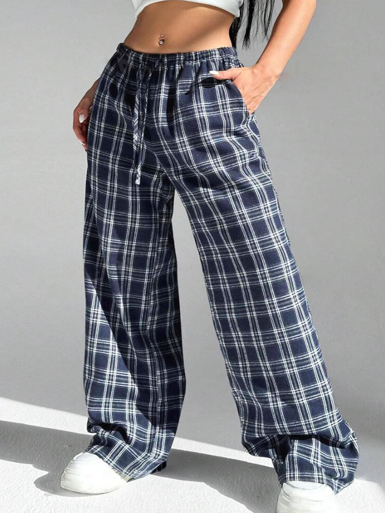 Damen Karierte Freizeithose WW