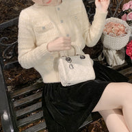 Damen Strickjacke mit Taschen und dekorativen Knöpfen WW