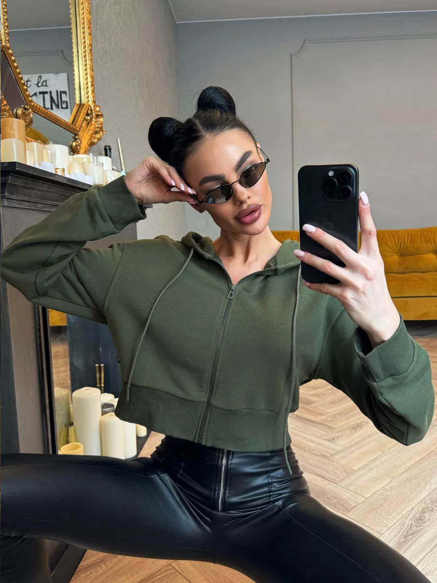 Damen Sportliche Crop-Top Jacke WW