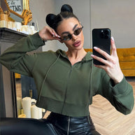 Damen Sportliche Crop-Top Jacke WW