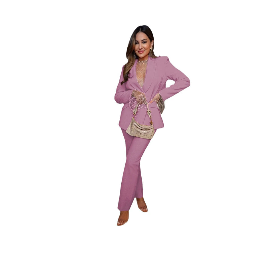 Damen Eleganter Blazer und Hosenanzug mit schickem Schnitt WW