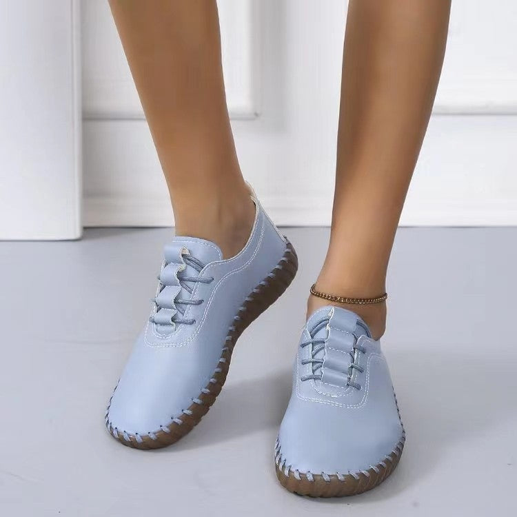 Damen bequeme Schnürschuhe aus hochwertigem Leder mit ergonomischer Sohle WW