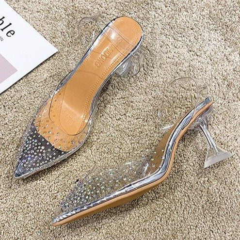 Damen Transparente Pumps mit eleganter Glitzer-Applikation W&W