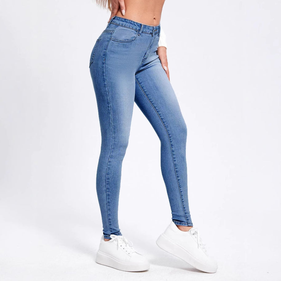 Damen Slim Fit Jeans mit hohem Taillenschnitt und figurformendem Stretch WW
